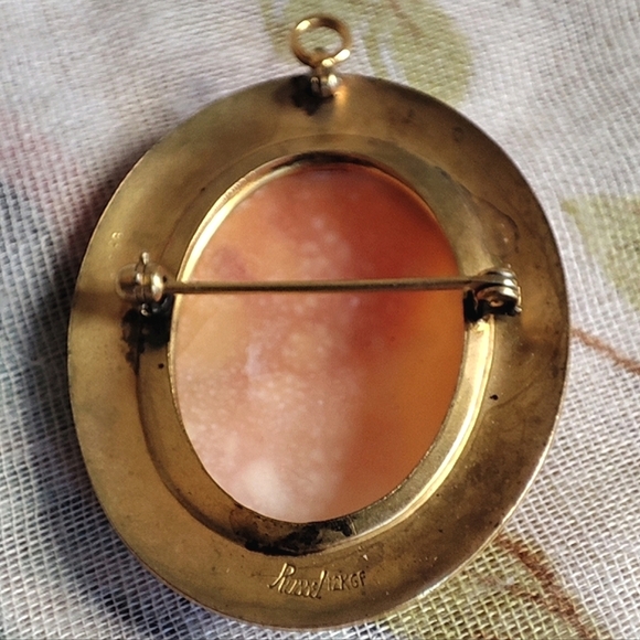 RUSSEL 12KGF Gold Filled Women's Rustic Carved Shell Vintage Transparent Cameo - Picture 6 of 14